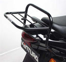 Ventura Suzuki GSX 750 FII K3-K5 (03-05) Bike-Pack Kit includes images of the EVO-12 pack, Evo-Rack mounted on a bike, and an L-Bracket with screws. Each Adjustable Pack-Rack component is clearly labeled.