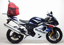 Ventura EVO-12 Bike-Pack Kit for Suzuki GSXR 750 K4, K5 (04-05) includes a black EVO-12 Pack, Evo-Rack metal rack, and labeled L-Bracket with screws—an adjustable pack-rack solution shown in this generic image.