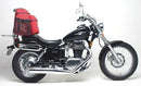 Ventura’s EVO-12 Bike-Pack Kit for Suzuki S40 650 Boulevard (06 - >) includes a black EVO-12 pack, Evo-Rack mounted on the bike, and L-Bracket with screws (generic image). Each component is labeled for easy use with Adjustable Pack-Rack systems.