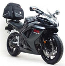 Image showing a Ventura EVO-12 Bike-Pack Kit for Suzuki GSXR 750 K6 K7 (06-07), with: an EVO-12 Pack (black bag), Evo-Rack (black rack on a motorcycle), and L-Bracket with screws. Generic image.