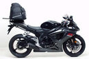 Image showing a Ventura EVO-12 Bike-Pack Kit for Suzuki GSXR 750 K6 K7 (06-07), with: an EVO-12 Pack (black bag), Evo-Rack (black rack on a motorcycle), and L-Bracket with screws. Generic image.