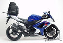 Image showing Ventura EVO-12 Bike-Pack Kit components for Suzuki GSXR 1000 K7-K8 (07-08): black EVO-12 pack, Evo-Rack on motorcycle, and labeled L-Bracket with screws and small parts.