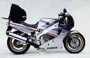 Ventura Yamaha FZR 1000 W, A Bike-Pack Kit includes a black EVO-12 pack, Evo-Rack fitted to the motorcycle, and a labeled black L-bracket with mounting hardware for easy identification.
