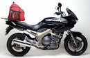 Ventura Yamaha TDM 900 P-B (02-12) Bike-Pack Kit with a black EVO-12 pack, adjustable Evo-Rack for motorcycle mounting, and L-Bracket with screws. All parts are clearly labeled in the generic product image for easy identification.