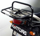 Ventura Yamaha TDM 900 P-B (02-12) Bike-Pack Kit with a black EVO-12 pack, adjustable Evo-Rack for motorcycle mounting, and L-Bracket with screws. All parts are clearly labeled in the generic product image for easy identification.