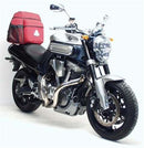 Image showing the Ventura EVO-12 Bike-Pack Kit for Yamaha MT-01 1700 (04-14), including a black EVO-12 Pack, Evo-Rack Sport-Rack mounted on the bike, and a generic L-Bracket with screws.