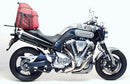 Image showing the Ventura EVO-12 Bike-Pack Kit for Yamaha MT-01 1700 (04-14), including a black EVO-12 Pack, Evo-Rack Sport-Rack mounted on the bike, and a generic L-Bracket with screws.