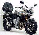 Image showing a Ventura EVO-12 Bike-Pack Kit for Yamaha FZ1-S 1000 Fazer V-B (06-12), with EVO-12 Pack (black zippered bag), Adjustable Pack-Rack, Top-Box Rack (rear rack), and L-Bracket with screws shown as a generic image.