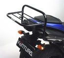 Diagram showing the Ventura EVO-12 Bike-Pack Kit for Yamaha YZF R1 W,X (07-08), featuring the EVO-12 pack, Evo-Rack mounted on the bike, and labeled L-Bracket with screws in a generic image.