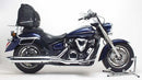 The Ventura EVO-12 Bike-Pack Kit for Yamaha XVS 1300 A V-Star (07-08) includes the EVO-12 pack, Evo-Rack on a motorcycle, and L-Bracket with screws, all labeled for easy ID on a white background.