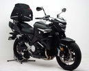 The Ventura EVO-12 Bike-Pack Kit for Suzuki GSX 1300 BK B-King K8 (2008) includes a black EVO-12 pack, an Evo-Rack mounted on your motorcycle, and L-Brackets with screws. Each item is clearly labeled.