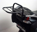 The image showcases a Ventura Kawasaki ZG 1400 Concours 14 (07-14) Bike-Pack Kit, featuring a sleek black EVO-12 pack with the versatile EVO-Rack and sturdy L-Bracket. Made from durable metal, they ensure secure mounting, providing an adjustable pack-rack solution for your bike.