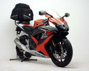 Image showing the Ventura EVO-12 Bike-Pack Kit for Suzuki GSXR 750 K8-LO (08-10), with an EVO-12 pack, EVO-rack mounted on the bike, and a generic L-Bracket image with screws and support bars for versatile rack setups.