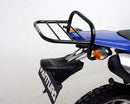 The Ventura EVO-12 Bike-Pack Kit for Yamaha WR 250R (08-14) includes a black EVO-12 pack, an adjustable EVO-Rack mounted on the motorcycle, and labeled L-Brackets with screws, all displayed on a white background.