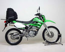 The Ventura EVO-12 Bike-Pack Kit for the Kawasaki KLX 250 (08-19) includes a chic black pack with red accents, an Adjustable Pack-Rack for easy bike attachment, and a durable L-Bracket with screws, boosting storage capacity while merging style and functionality for avid cyclists.