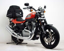 Image of a Ventura Harley Davidson XR 1200 (08-11) Bike-Pack Kit with an adjustable Pack-Rack. Features a sleek black EVO-12 pack with logo, sturdy EVO-Rack, and versatile L-Bracket with screws. A perfect blend of style and utility for bike enthusiasts.