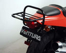 Image of a Ventura Harley Davidson XR 1200 (08-11) Bike-Pack Kit with an adjustable Pack-Rack. Features a sleek black EVO-12 pack with logo, sturdy EVO-Rack, and versatile L-Bracket with screws. A perfect blend of style and utility for bike enthusiasts.