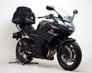 Ventura Yamaha XJ 600 N Diversion (09-15) EVO-12 Bike-Pack Kit includes a black EVO-12 pack, Evo-Rack fitted to a motorcycle, and labeled L-Bracket kit with screws and metal rods, all shown on a white background.
