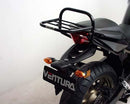 Ventura Yamaha XJ 600 N Diversion (09-15) EVO-12 Bike-Pack Kit includes a black EVO-12 pack, Evo-Rack fitted to a motorcycle, and labeled L-Bracket kit with screws and metal rods, all shown on a white background.