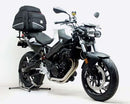 Image of the Ventura EVO-12 Bike-Pack Kit for the BMW F800 R (09-15), featuring a sleek black pack labeled "EVO-12 PACK" on the sturdy "EVO-RACK." Includes mounting hardware with versatile "L-BRACKET," ensuring secure attachment with screws and brackets.