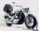 Ventura’s EVO-12 Bike-Pack Kit for Suzuki VZ 800 M50 Boulevard (10->) includes labeled images: a black EVO-12 Pack, a metal Adjustable Pack-Rack on a motorcycle, and an L-Bracket set with screws, all shown as generic examples.