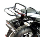 The image showcases the Ventura EVO-12 Bike-Pack Kit, featuring a sleek black pack on an Evo-Rack mounted on a motorcycle. It includes an L-bracket with hardware, all presented without specific branding for the Kawasaki Z 1000 (10-12).