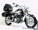 The image displays a Ventura EVO-12 Bike-Pack Kit with a black zipper pack, Evo-Rack, and L-Bracket including screws. Each is labeled against a white background, featuring the Keeway Cruiser 250 (2010).