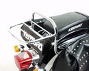 The image displays a Ventura EVO-12 Bike-Pack Kit with a black zipper pack, Evo-Rack, and L-Bracket including screws. Each is labeled against a white background, featuring the Keeway Cruiser 250 (2010).