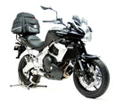 A promotional image for the Ventura EVO-12 Bike-Pack Kit shows a black EVO-12 pack, an adjustable EVO-Rack, and an L-bracket with screws for the Kawasaki KLE 650 Versys (10-14), labeled as a generic image.