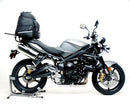 The Ventura EVO-12 Bike-Pack Kit for Triumph Street Triple R 675 (09-12) includes a black EVO-12 pack, an Evo-Rack for motorcycle mounting, and L-Bracket hardware—perfect for secure Top-Box Rack installation.