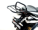 The Ventura EVO-12 Bike-Pack Kit for Triumph Street Triple R 675 (09-12) includes a black EVO-12 pack, an Evo-Rack for motorcycle mounting, and L-Bracket hardware—perfect for secure Top-Box Rack installation.