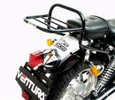 The Ventura EVO-12 Bike-Pack Kit includes a black bike-pack with an orange stripe, the Adjustable Pack-Rack for secure attachment to a Keeway Supershadow 250 (2010), and an L-bracket with screws in a generic image.