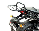 Image showing the Ventura EVO-12 Bike-Pack Kit for Yamaha FZ-8N 800 Fazer (10-15), including a black EVO-12-Pack bag, adjustable EVO-Rack rear bike rack, and a generic L-Bracket image with screws and mounting rods.