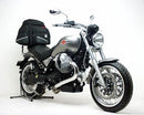 Image of the Ventura EVO-12 Bike-Pack Kit for the Moto Guzzi 940 Bellagio (10-14), featuring a sleek black "EVO-12 PACK", a durable Evo-Rack, and versatile L-bracket components with screws, all designed for seamless integration.