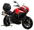 Generic image showing the Ventura EVO-12 Bike-Pack Kit for Triumph Tiger Sport 1050 Triple (13-17), featuring an EVO-12 Pack (black zippered bag), EVO-Rack Top-Box Rack on a motorcycle, and L-Bracket with hardware.