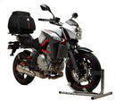 Image showcases the Ventura CF Moto 650 NK (12 - 15) Bike-Pack Kit, featuring a sleek black EVA-12 pack with a zipper, an Evo-Rack for rear attachment, and an L-bracket with screws. The label "Generic Image" appears below.