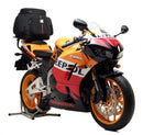 The Ventura EVO-12 Bike-Pack Kit for Honda CBR 600 RR (07-12) features a black EVO-12 pack, Evo-Rack Top-Box Rack, and L-Brackets with screws. Each labeled component is shown separately against a white background.