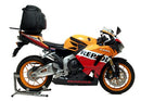 The Ventura EVO-12 Bike-Pack Kit for Honda CBR 600 RR (07-12) features a black EVO-12 pack, Evo-Rack Top-Box Rack, and L-Brackets with screws. Each labeled component is shown separately against a white background.