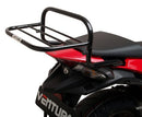 The Honda VFR 800FE (14-18) Bike-Pack Kit by Ventura is showcased with an Evo-Rack attached to a motorcycle, featuring the EVO-12 pack, a generic L-bracket, screws, and accessories, highlighting its versatility as an Adjustable Pack-Rack solution.