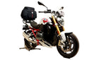 A bike-pack kit for the BMW R 1200 R (2015) by Ventura features three components: the sleek black "EVO-12 Pack" bag, the versatile "Adjustable Pack-Rack," and essential "L-Bracket" mounting pieces, each showcased distinctly on a pristine white backdrop.