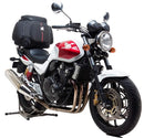 Image showing a Ventura EVO-12 Bike-Pack Kit for the Honda CB 400 A Super Four (15-16). Includes an EVO-12 pack, adjustable Pack-Rack, Evo-Rack, L-Bracket, and screws for installation.