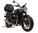 The Ventura EVO-12 Bike-Pack Kit for Triumph Street Twin 900 (16 - >) includes a black EVO-12 pack, Evo-Rack for your motorcycle, and L-brackets with screws. Image shown is generic.