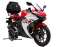 Ventura EVO-12 Bike-Pack Kit for Yamaha MT-03 660 (06-14) includes the Evo-Rack mounted on your bike, the EVO-12 pack bag, and an image of a labeled L-Bracket with mounting hardware.