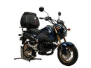 The image features the Ventura Bike-Pack Kit for the Honda MSX 125 GROM (15-16), showcasing a sleek black pack with the versatile Evo-Rack for easy bike mounting and an L-Bracket with screws and bolts, labeled as a generic image.