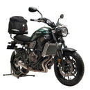 Ventura EVO-12 Bike-Pack Kit for Yamaha XSR 700 (16 >) includes a black EVO-12 pack, an Evo-Rack rear rack mounted on the bike, and a labeled L-Bracket with bolts and hardware, all shown on a white background.