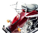 Image showcasing the sleek black EVO-12 Bike-Pack Kit by Ventura, featuring the EVO-12 pack with logo, adjustable Pack-Rack for versatile mounting, and secure L-Bracket with screws, elegantly mounted on a Honda VTX 1300S (2007) bike.