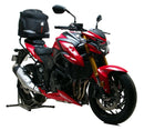 Ventura EVO-12 Bike-Pack Kit for Suzuki GSX S 750 (17-22): includes a black EVO-12 pack, black Evo-Rack adjustable rack on a motorcycle, and a labeled image of a black L-Bracket with screws.