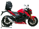 Ventura EVO-12 Bike-Pack Kit for Suzuki GSX S 750 (17-22): includes a black EVO-12 pack, black Evo-Rack adjustable rack on a motorcycle, and a labeled image of a black L-Bracket with screws.