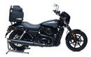 The Harley Davidson Street 500 (17-18) Bike-Pack Kit by Ventura includes a black EVO-12 pack with red details, an adjustable Evo-Rack for secure attachment to the motorcycle, and an L-Bracket with screws as depicted in the generic image.
