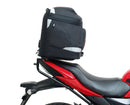 Image displays a Ventura EVO-12 bike-pack, Sport-Rack mounted on a Suzuki GSX 150, F (2018), and labeled L-Bracket with screws. Each part is clearly marked, with "EVO-12 Bike-Pack Kit" at the top.